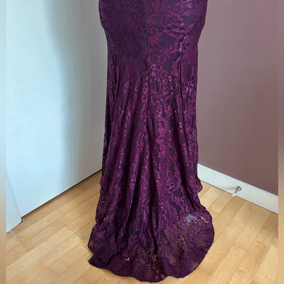 LA FEMME 28556 Lace Mermaid Gown - Dark Berry - Picture 11 of 15